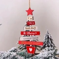 Kerstboom houten hanger met rode en witte kleuren en feestelijke kerstwensen - Rode Houten Strip Boom Ornament
