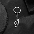 Polished silver stainless steel keychain featuring a capital letter H alphabet pendant - Letter H