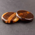 Polished tiger eye crystal stone disks with natural brown texture, 40x8mm round shape - Tiger Eye Stone Bracelet