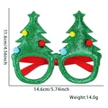 Christmas glasses with green glitter tree and colorful pompoms including dimensions - Green Tree (No Drill)