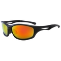 Outdoor sports cycling sunglasses with matte black frame and orange gradient mirror lenses - Black Frame Red Mirror