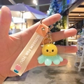 Cute octopus keychain in yellow and mint green with silicone hand strap for bag decoration - Glowing Octopus-Yellow Green