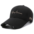 Black twill baseball cap featuring golden signature embroidery and number 34 detail - Adjustable / Extended Brim (9.5cm) Gold Embroidery / Black