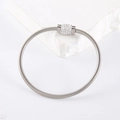 Bracciale a catena serpente minimalista in acciaio inossidabile con cerchio di strass - Argento