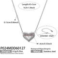 Collana con ciondolo a cuore in acciaio inossidabile argento e motivo ECG rosso - Colore acciaio