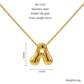 Collana con pendente a bolla lettera A in acciaio inossidabile placcato oro 18k - Lettera A / Oro