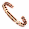 Vintage magnetic copper therapy bracelet with tricolor braided texture and inner magnets - CB037 Bracelet