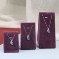 Three-piece purple velvet jewelry display stands with teardrop blue crystal necklaces - Pendant Stand (Set of 3 S/M/L) As Shown / As Shown