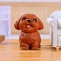 Lucky brown teddy dog figurine in deep red-brown resin for Chinese New Year home decor - A182-03 Teddy Dog