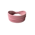 Elastic wide pink yoga headband with pleated fabric design for sports and makeup use - Solid Pink