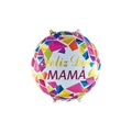 Round white Mother's Day foil balloon with gold Feliz Dia Mama text and colorful patterns - 18 Inch White Color Scraps Round Happy Mother's Day (F3387)