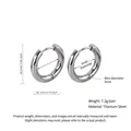 Polished silver titanium steel hoop earrings with 26mm diameter and 3mm thickness - 3.0*20mm / Steel