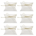 European style white kraft paper pillow candy boxes with jute twine bows on white background - White + White Jute Rope
