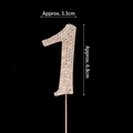 Golden number 1 rhinestone cake topper decoration for birthday party 6.8cm tall - Iron Art Gold Rhinestone Number 1