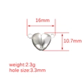 Cierre magnético de corazón para pulseras con ancho de 16mm y agujero de 3,3mm detalle - Juego de imanes de corazón de aleación / Plateado