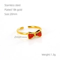 Verstellbarer Ring aus 18K vergoldetem Edelstahl mit roter Zirkon Schleife - Roter Zirkonia