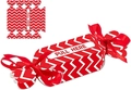 Christmas candy-shaped money pull box with red and white chevron pattern and ribbons - Red Wave Single Pack