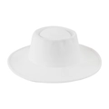 Classic white wool boater hat with a wide brim and unique concave crown design - 58cm One Size / White