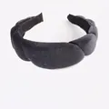 Padded velvet headband in dark grey with thick sponge and shimmering fabric texture - Dark Gray