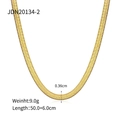 Collar de cadena de serpiente plana de acero inoxidable bañado en oro 18K de 0,36cm - 50cm (20 pulgadas) + 6cm Cadena de Extensión / Dorado