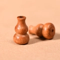 Handcrafted brown wood gourd beads with natural grain for Buddhist DIY jewelry making - Burma Padauk Gourd