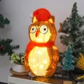 Christmas owl light figure with red hat and scarf, warm LED outdoor garden decoration - 52cm Owl