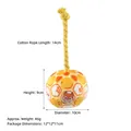 Yellow plush squeaky dog ball toy with cotton rope and cute cartoon fox pattern - Yellow Rope Ball
