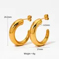 Orecchini a cerchio a C in acciaio inossidabile dorato lucido, diametro 21 mm - Oro Piccolo (KDE2261)