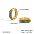Orecchini a C placcati in oro con zirconi verdi e specifiche di misura in acciaio - Oro - Zirconia verde
