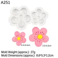 Siliconen mal voor kersenbloesems en pruimenbloesems met 4,4 cm bloemmotieven - Pruimenbloem Stijl (A251) / Grijs
