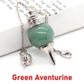 Pendule en aventurine verte avec chaîne argentée pour la méditation et la guérison - Pendentif avec chaîne ajourée / Aventurine Verte
