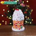 Christmas gingerbread snow house ornament with ice cream cone base and candy cane archway - Ice Cream Snow House (7142R-01)