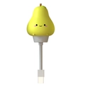 Cute yellow pear-shaped USB night light lamp with a cartoon face on a white cable - Plug-in - Pear