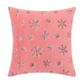 Pink plush Christmas snowflake pillow cover with colorful sequins on white background - Deep Pink