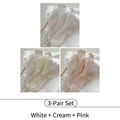 Pack de tres pares de calcetines acanalados con volantes en blanco, crema y rosa claro - Blanco + Crema + Rosa