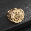 Anello sigillo dorato San Michele Arcangelo in acciaio inossidabile da uomo - US 7 / Oro