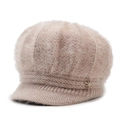Gorra de punto color caqui para mujer mayor con textura mullida y broche de estrella - Talla única / Color Té con Leche
