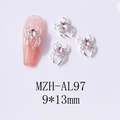 Macro detail of 9x13mm silver spider nail art charms with pink marquise gemstone inlay - Silver Base Pink Stone (AL97)