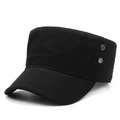 Klassische schwarze Cadet Cap aus Baumwolle mit Metallösen und flachem Top-Design - Verstellbar / Schwarz