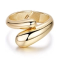 Minimalist double-layered gold-plated water drop wrap ring with polished finish - Gold Streamlined Waterdrop (SZYS-015HJ-J)