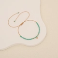 Bohemian braided rope bracelet with turquoise beads and a clear crystal pendant - Teal(1#)