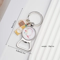 Detail view of beer bottle opener keychain with letter Q pendant and size measurements - Letter Q