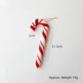Red and white flocked Christmas candy cane ornament with gold string, 21.5cm decoration - Small Candy Cane