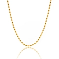 Detailed view of the layered gold beaded necklace on a white background with reflection - Satellite Chain