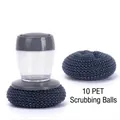 Brosse de cuisine à réservoir de savon avec 10 têtes de rechange en PET durable - Brosse PET + 10 Balles PET