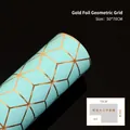 Mint green gift wrapping paper with gold foil diamond pattern and 50x70cm size spec - Gold Foil Diamond Grid