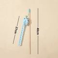 Cat teaser wand with wood handle and blue striped plush toy with bell 40cm wand - Blue Long Tail Mouse Wood Rod