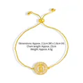 Bracciale regolabile dorato Vergine Maria con zirconi rettangolari micro-pave - SL-20-D Tonda Vergine Maria