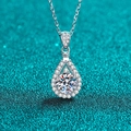 Exquisite S925 sterling silver pear-shaped pendant necklace with sparkling moissanite stone - 925 Silver / 1 Carat Moissanite
