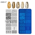 Rectangle nail stamping plate OMD-17 with geometric crystal wave patterns and nail samples - OM-D17 Crystal Ripple Abstract (OM-D17)